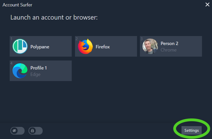 The main Account Surfer interface