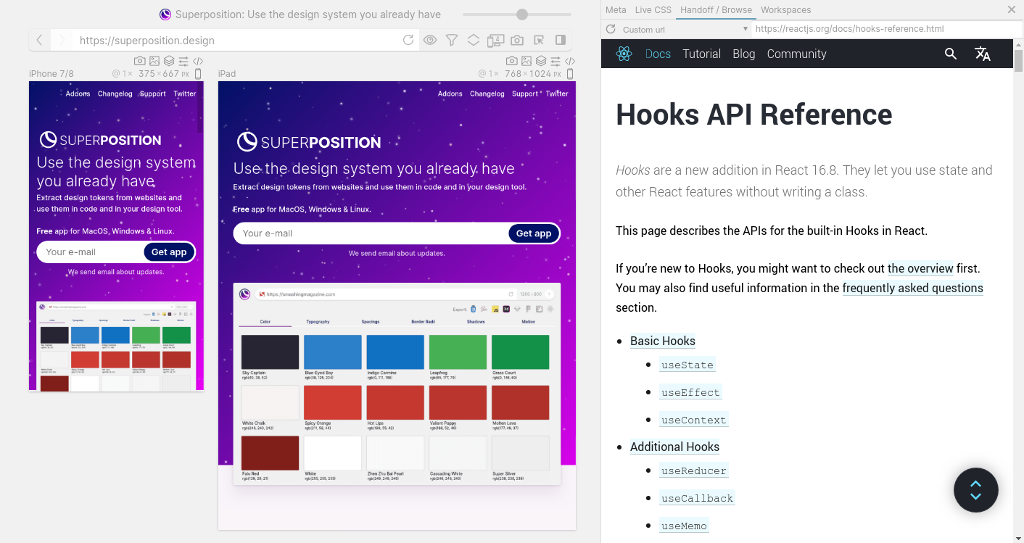 Custom URL showing React documentation