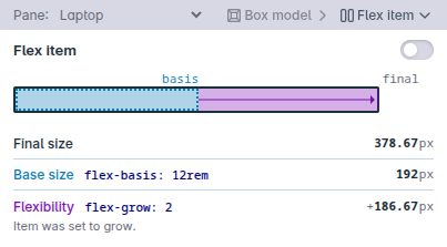 Flex item visualisation