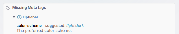 Color-scheme meta tag with suggested value of 'light dark'