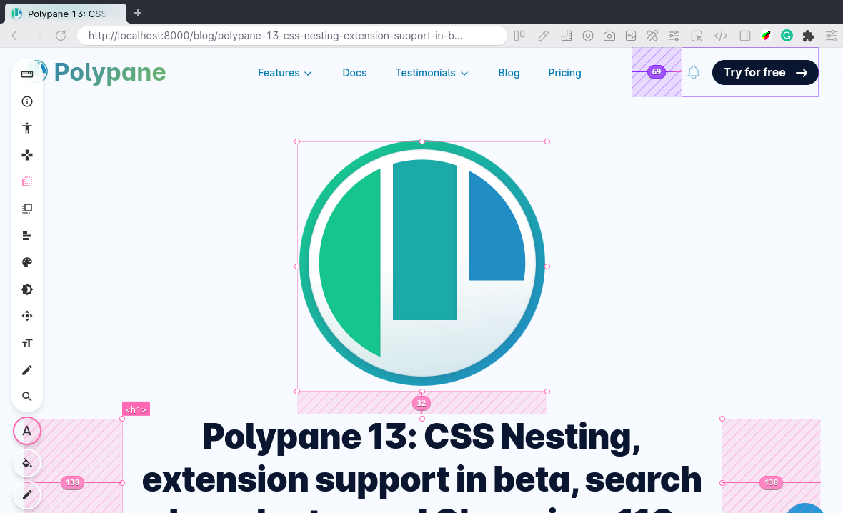 Visbug in Polypane