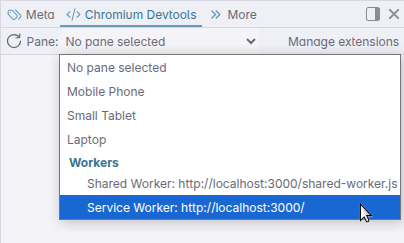 Worker selection in devtools